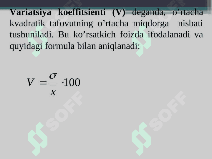 “STATISTIKDA VARIATSIYANI BAHOLASH USULLARI VA DISPERSION TAHLIL ASOSLARI” pptx 7