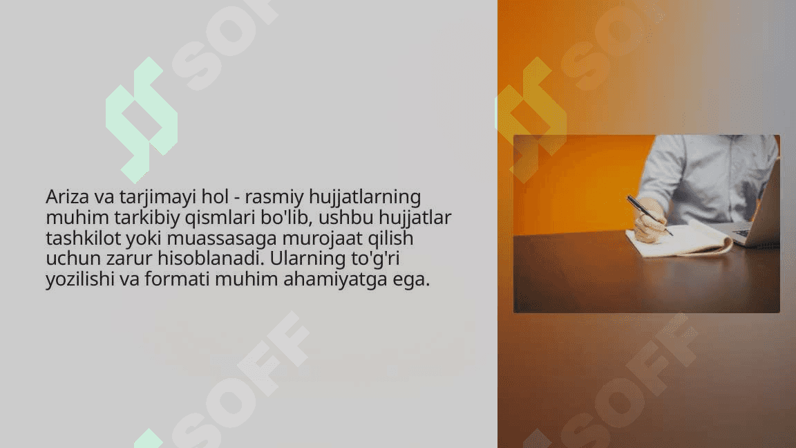 Ariza va tarjimayi holning zaruriy qismlari va yozish namunalari.Tushuntirish xati, bildirishnoma, xizmat xatining yozilish tartibi va namunasi_2 3