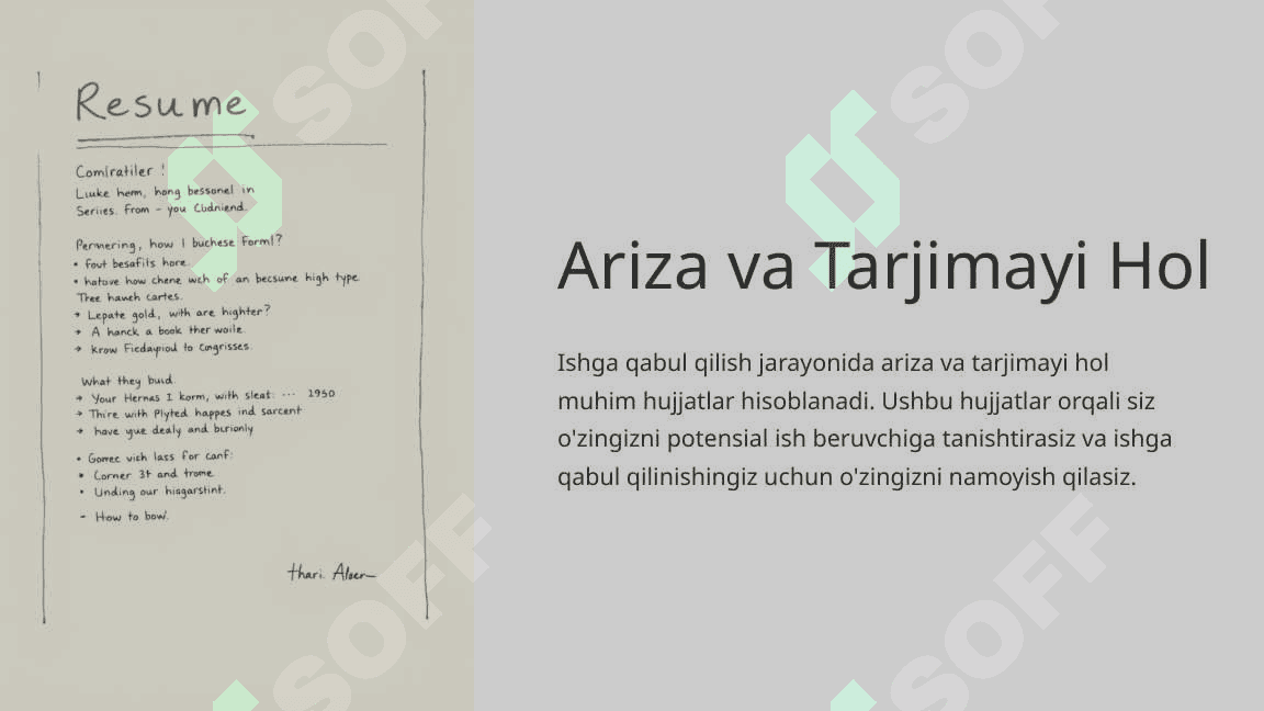 Ariza va tarjimayi holning zaruriy qismlari va yozish namunalari.Tushuntirish xati, bildirishnoma, xizmat xatining yozilish tartibi va namunasi_3 3