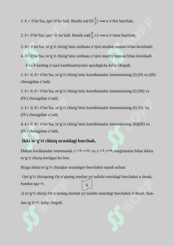 Tekislikda to‘gri chiziqning turli tenglamalari 6