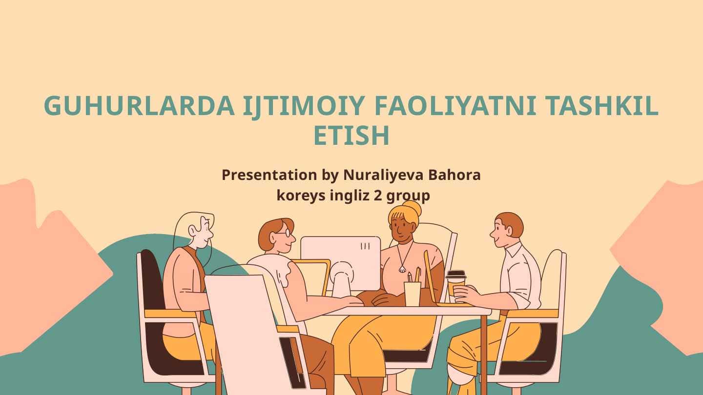 Guruhlarda ijtimoiy faoliyatni tashkil etish