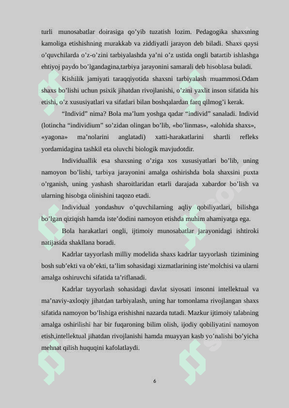 SHAXS RIVOJLANISHIDA TARBIYANING ROLI. 6