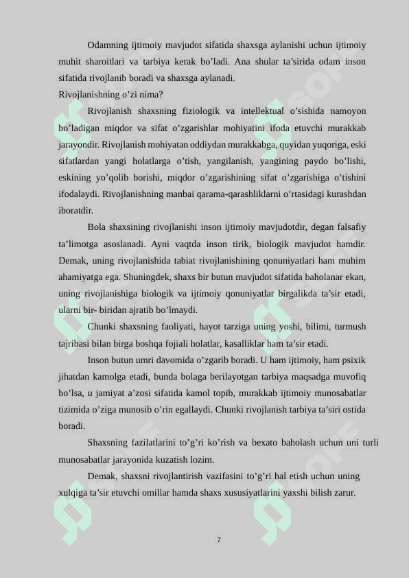 SHAXS RIVOJLANISHIDA TARBIYANING ROLI. 7