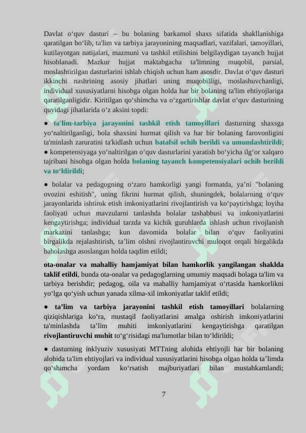 ILK QADAM” DAVLAT O’QUV DASTURIDA RIVOJLANISH XARITASI (5-6 YOSH) 7