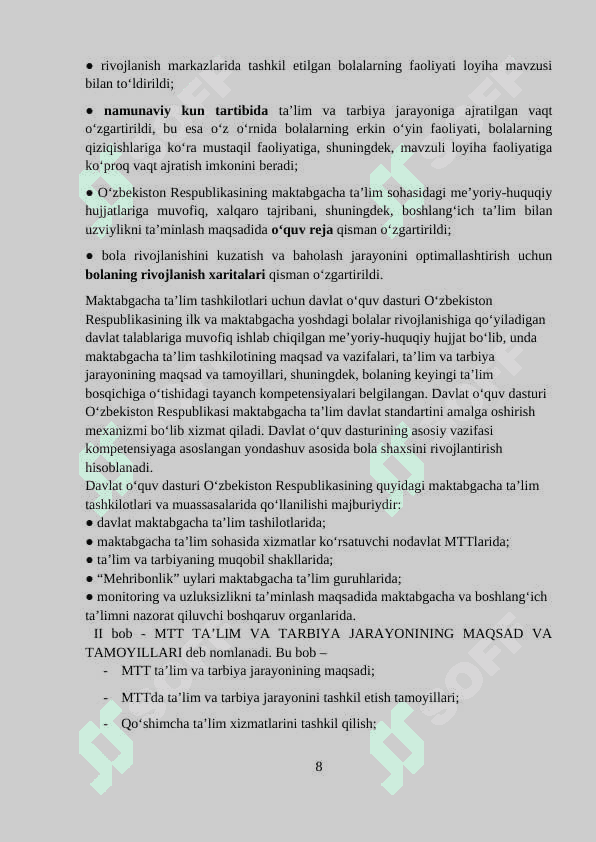 ILK QADAM” DAVLAT O’QUV DASTURIDA RIVOJLANISH XARITASI (5-6 YOSH) 8