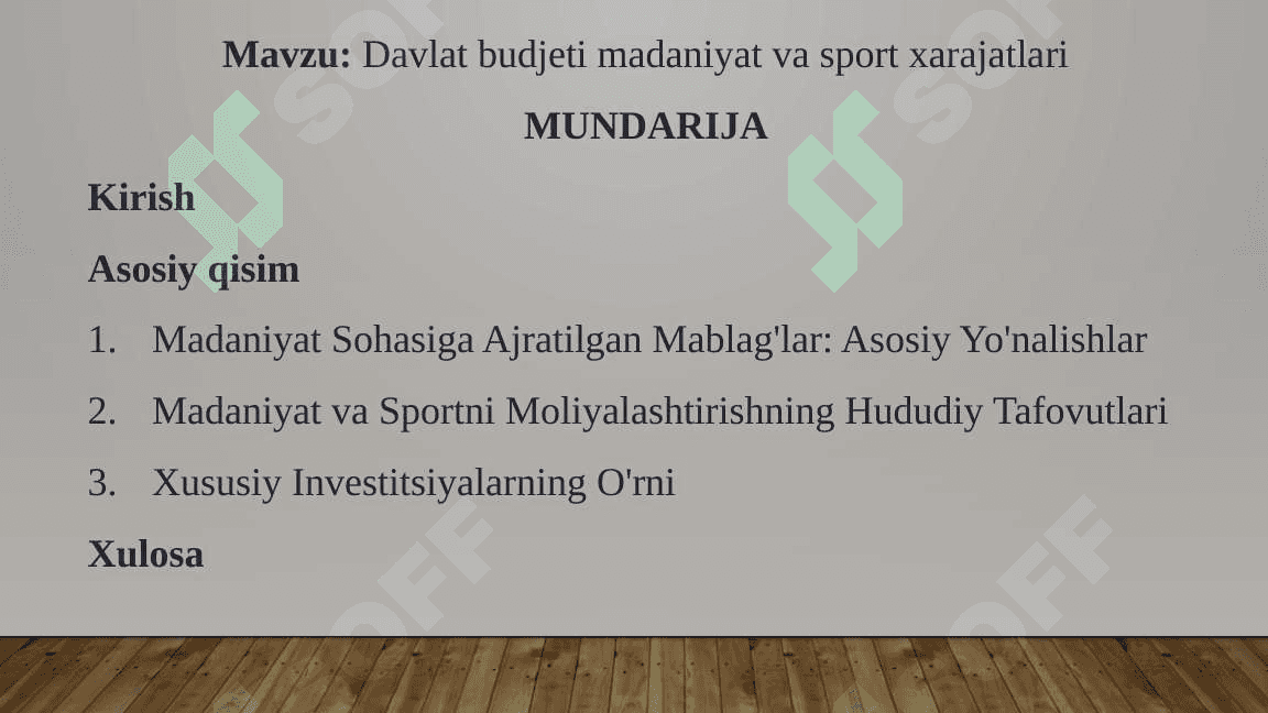 Davlat budjeti madaniyat va sport xarajatlari 2