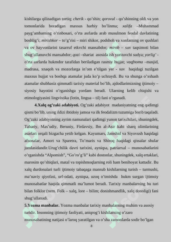 Tarix fanini o’qitishda tarixiy manbalarning o’rni 8