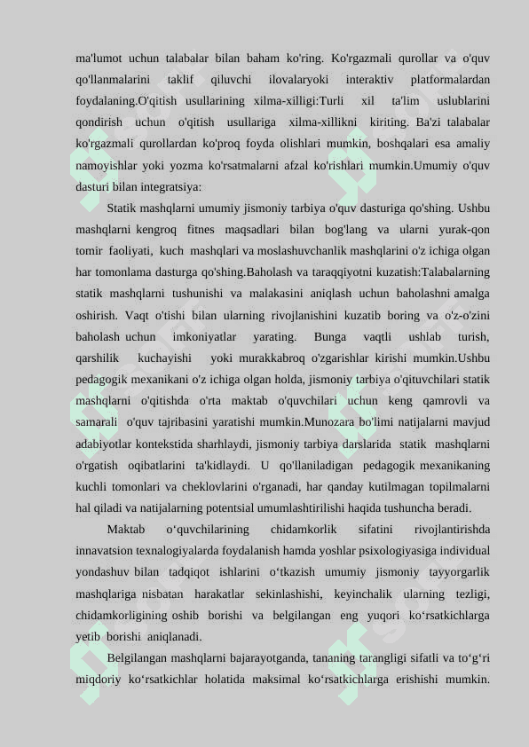 Yuqori sinf  o’quvchilarining jismoniy tarbiyasi 8