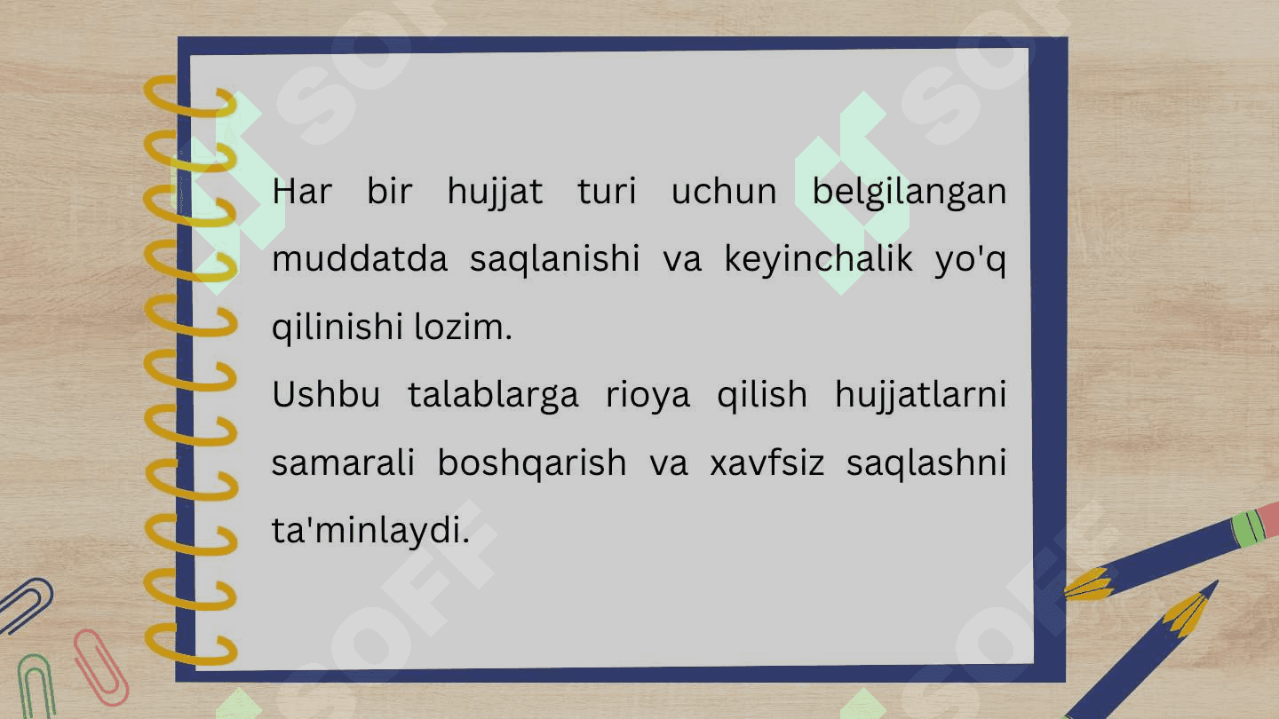 Xujjatlarning tasniflanishining meʼyoriy talablari haqida maʼlumot 3