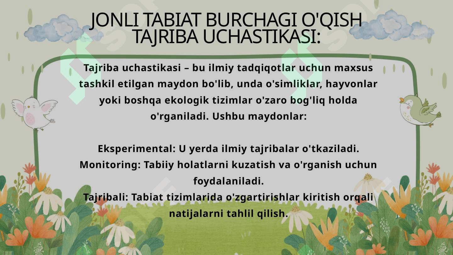 JONLI TABIAT BURCHAGI O'QISH TAJRIBA UCHASTIKASI VA ULARNI TASHKILLASHTIRISH 3