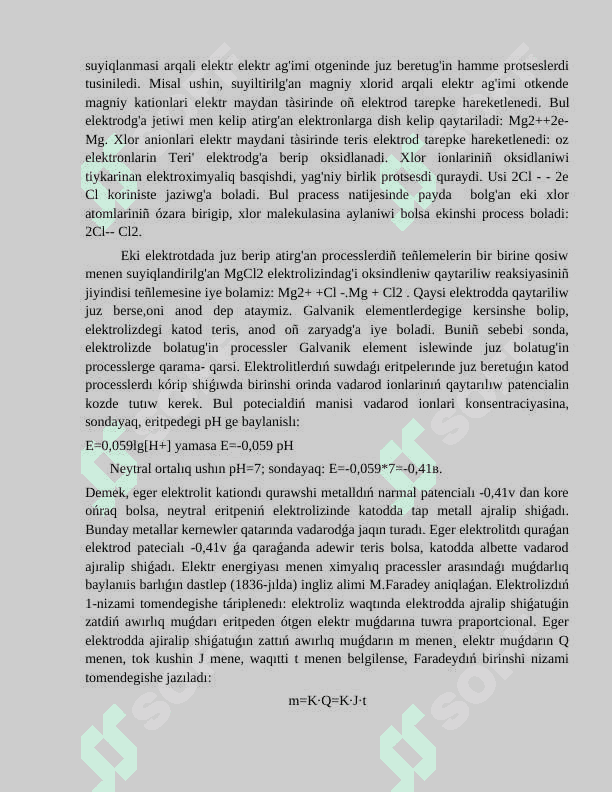 ELEKTROLIZDEN TEXNIKADA PAYDALANIW. GALVANIK ELEMENTLER HÀM AKKUMLYATORLAR 3