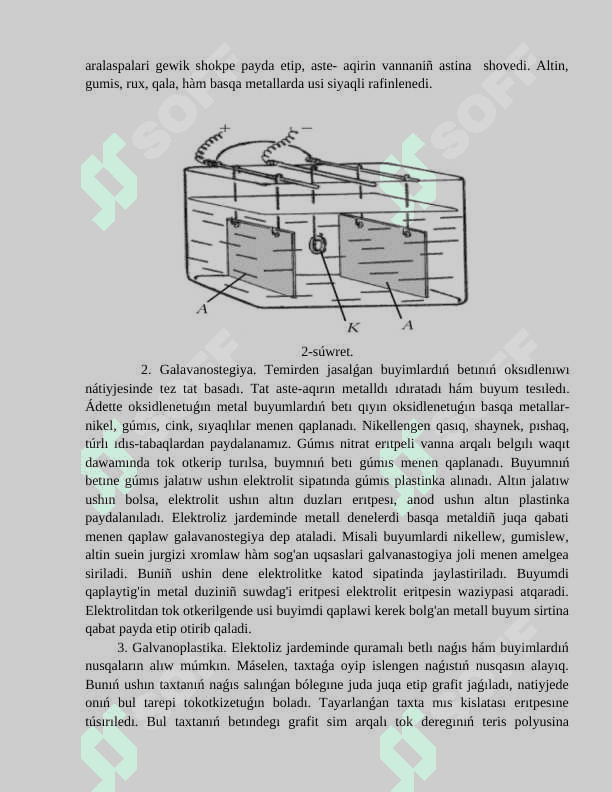 ELEKTROLIZDEN TEXNIKADA PAYDALANIW. GALVANIK ELEMENTLER HÀM AKKUMLYATORLAR 6