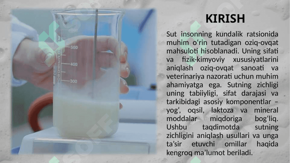 Sutning zichligini aniqlash va unga tasir etuvchi faktorlar 2