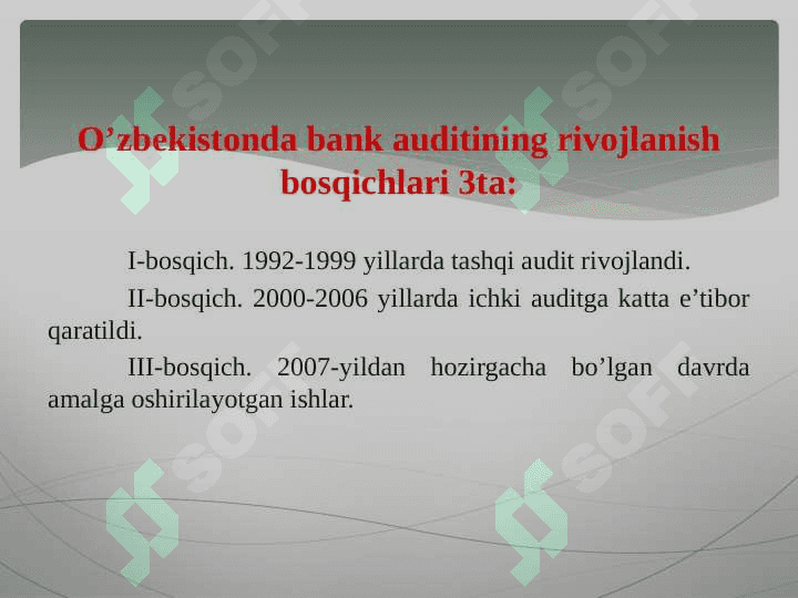Bank auditining tashkil qilinishi va turlari 6