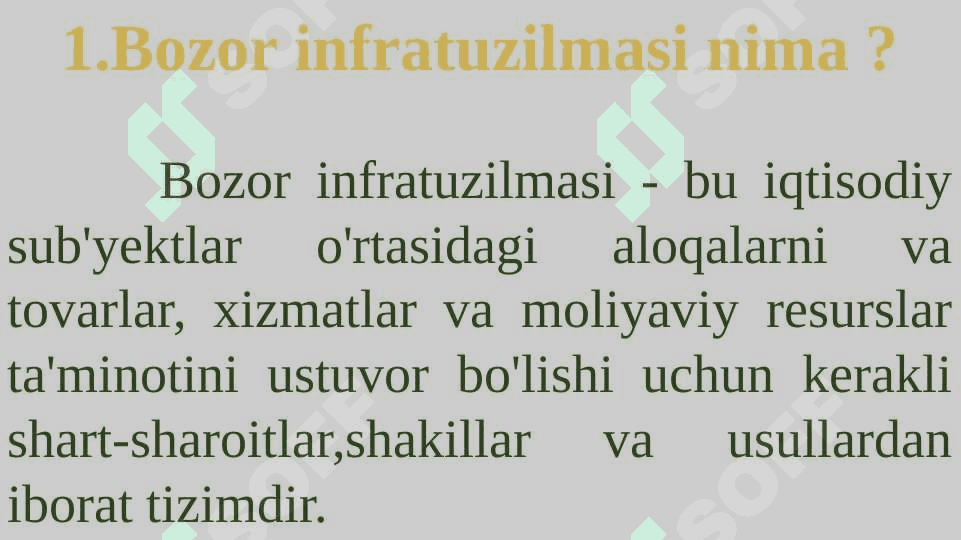 Bozor infratuzilmasi faoliyatining shart-sharoitlari, shakllari va usullari. 3