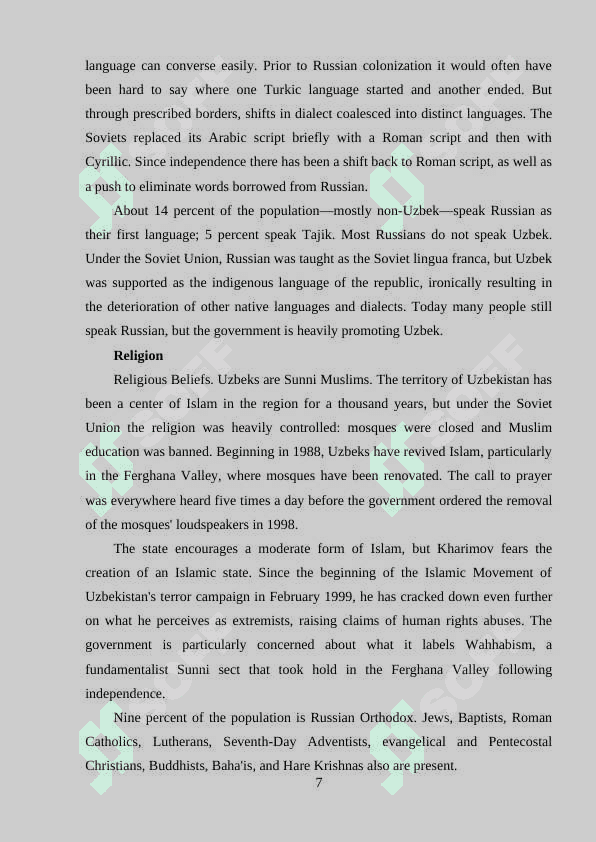 Comparing differences of Russian and Uzbek Cultural phenomenon. 7