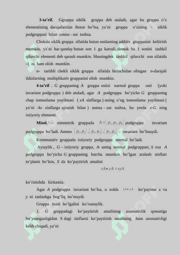 Gruppaning keltirilmaydigan tasvirlari 8