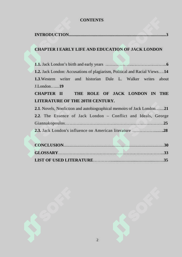 THE ROLE OF JACK LONDON IN THE LITERATURE  OF THE 20TH CENTURY. 2