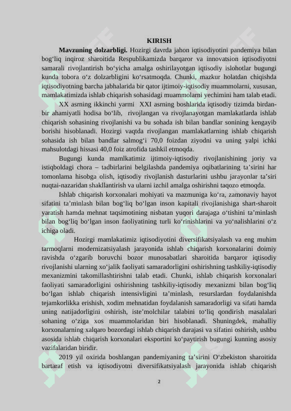 ISHLAB CHIQARISH KORXONALARINI SAMARADORLIGINI OSHIRISH YO’LLARI 2