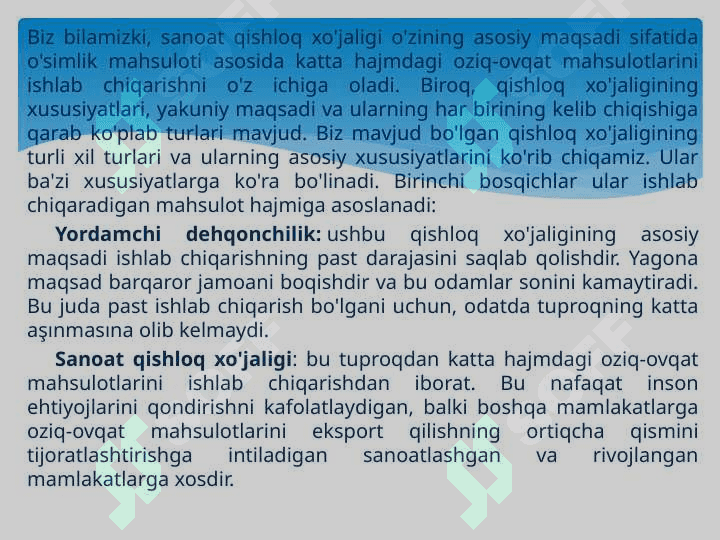 Qishloq xo’jaligi va uning tarkibiy qismlari 4