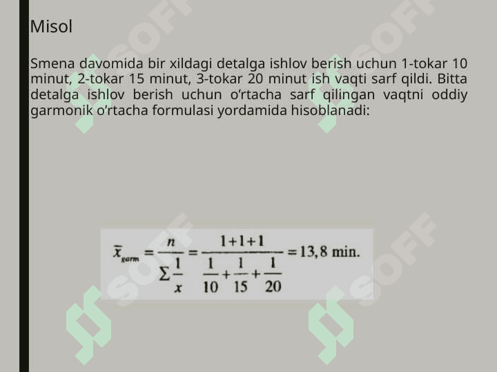 O`RTACHA MIQDORLAR VA VARIATSIYA KO`RSATKICHLARI 8