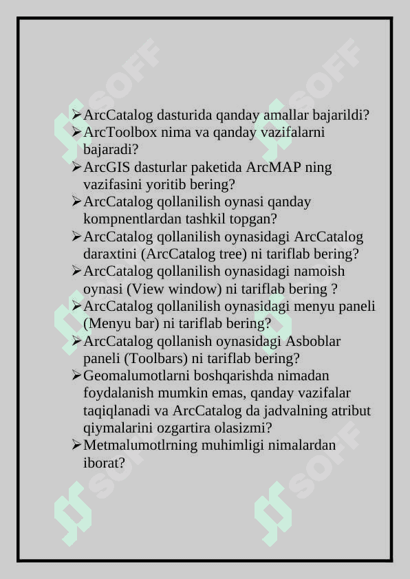 Kadastrda Geoaxborot fanidan Amaliy mashg'ulotlar to'plami 2