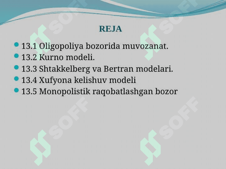 : Oligopoliya va monopolostik raqobat 2