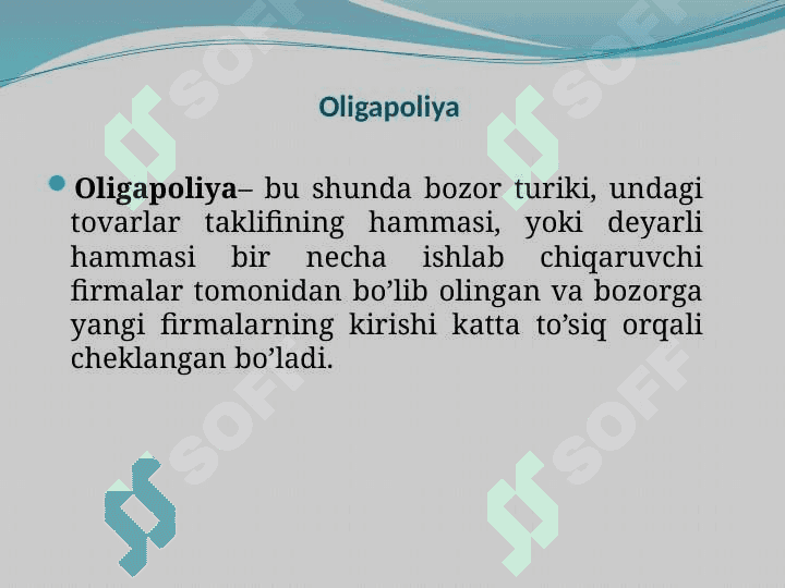 : Oligopoliya va monopolostik raqobat 3
