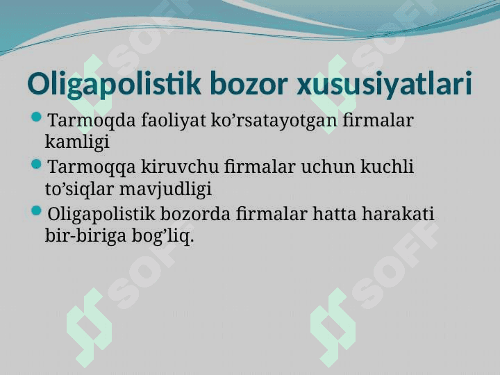 : Oligopoliya va monopolostik raqobat 4