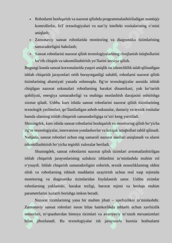 Sanoat roboti parametrlarini nazorat qilish uskunalari va vositalari. 4