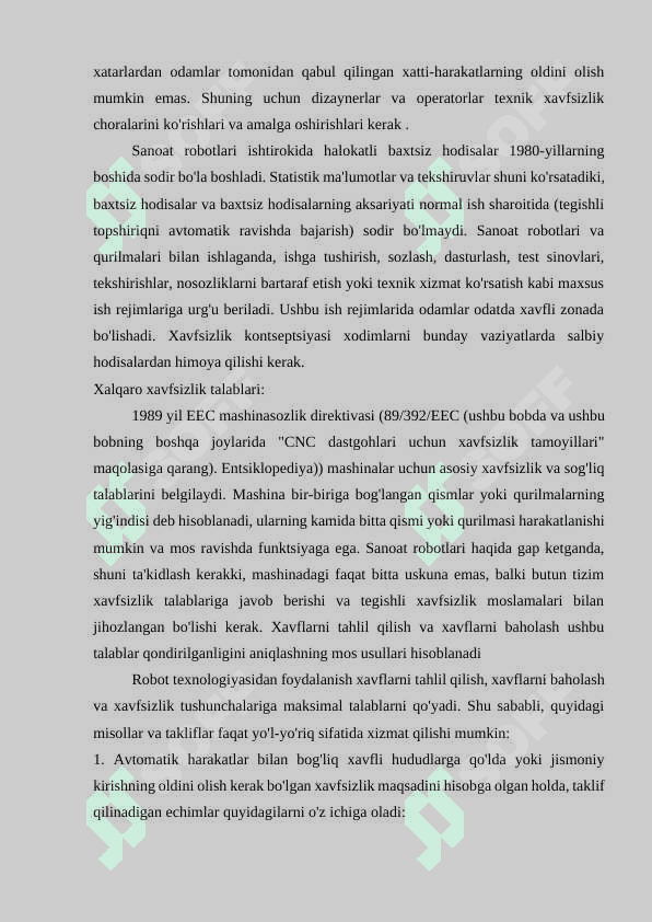 Sanoat roboti parametrlarini nazorat qilish uskunalari va vositalari. 8