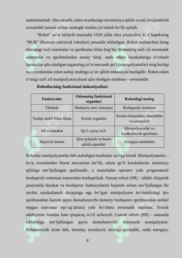 Avtomobilsozlikda robotlarning qo’llanilishi 8