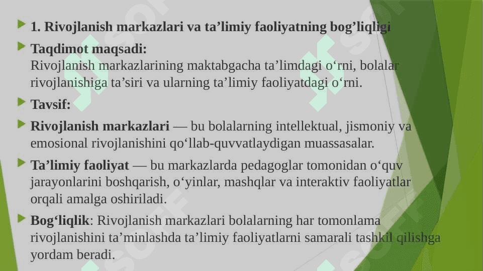 Maktabgacha ta’limda markazlar faoliyatida olib boriladigan ishlar 4