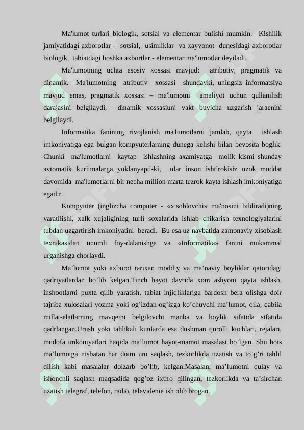 KOMPYUTER ISHLASHINING FIZIK VA MANTIQIY PRINSIPLARI 4