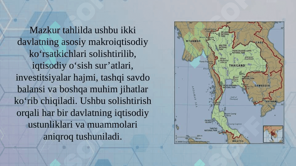 O’zbekiston va Tailandning makroiqtisodiy ko’rsatkichlarini solishtirish 3