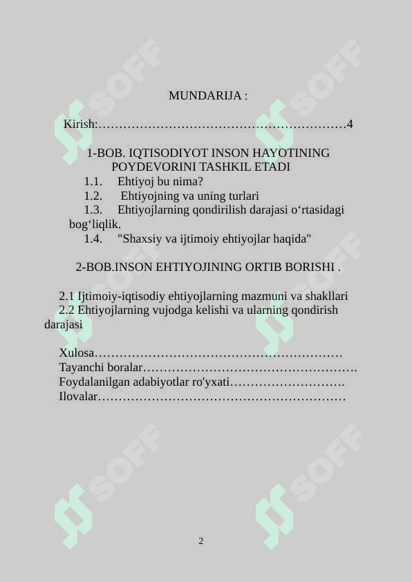 Ijtimoiy-iqtisodiy ehtiyojlarning mazmuni va ularning turkumlanishi 2