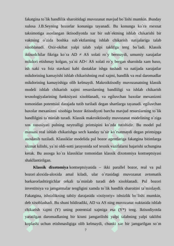 Keynsning makroiqtisodiy muvozanat modeli 7