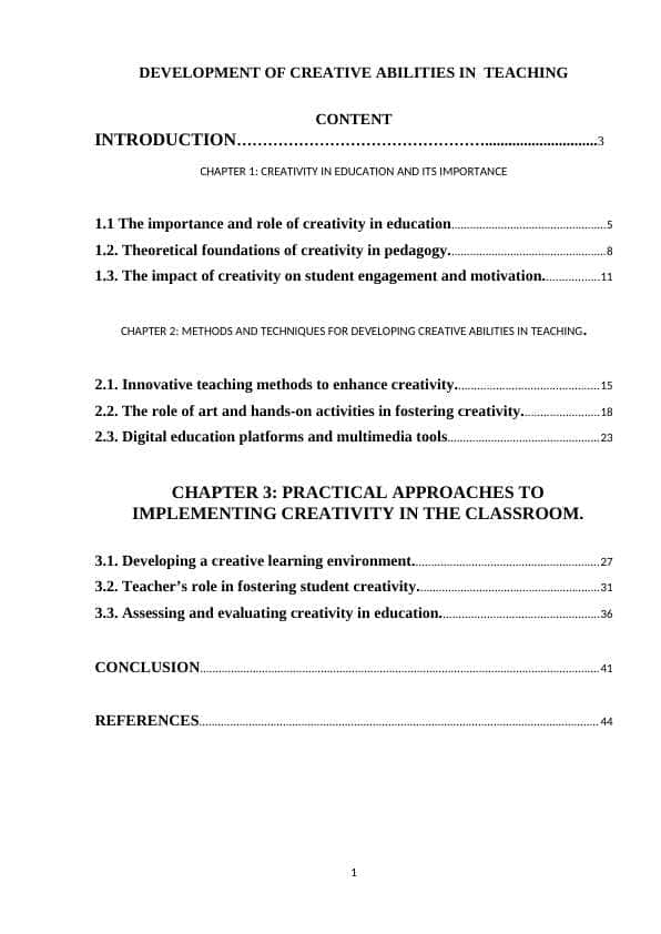 DEVELOPMENT OF CREATIVE ABILITIES IN  TEACHING