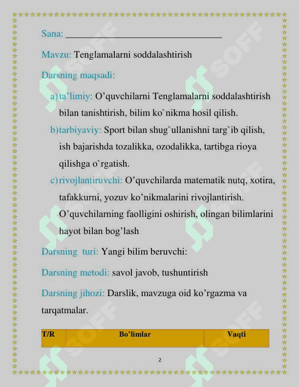 Tenglamalarni soddalashtirish 2