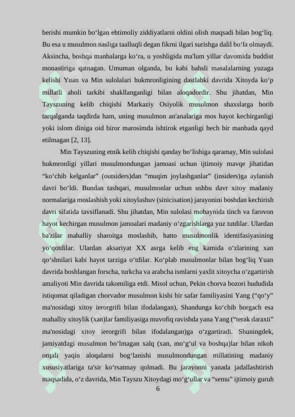 Ming sulolasi siyosiy tarixining " Tarixiy fargona asari"da yoritilishi 6