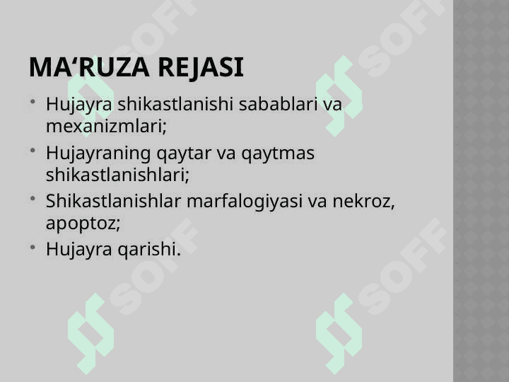 Patologik anatomiya moduliga kirish. Hujayra alteratsiyasi 2