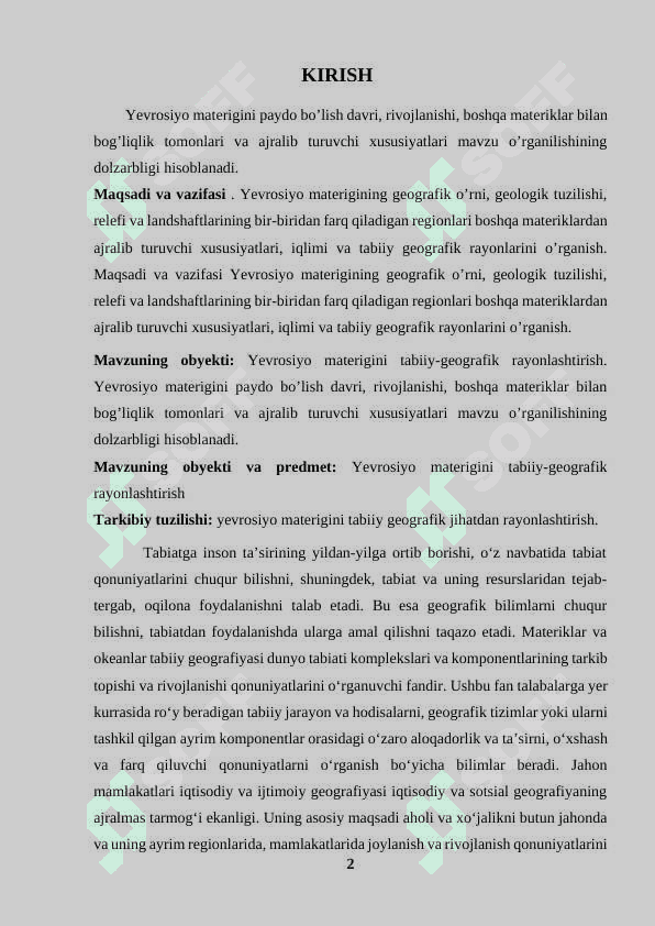 Yevrosiyoning geologik tuzilishi va relyefi. 2