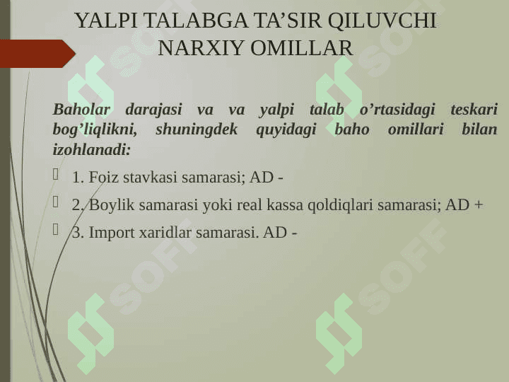YALPI TALAB (AD)(aggregate demand) – YALPI TAKLIF (AS)(agreegate supply) MODЕLI 8