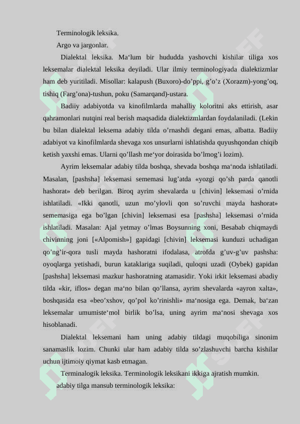 Imo ishora tilida qo’lanilishi chegaralangan va chegaralanmagan leksika 6