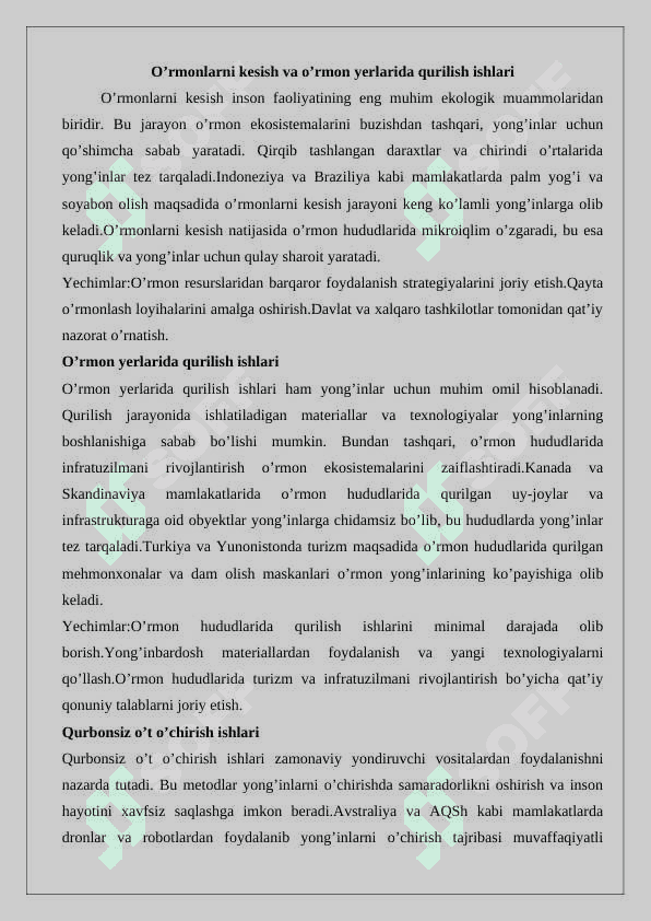 O‘rmon yong‘inlarning muammosi 8