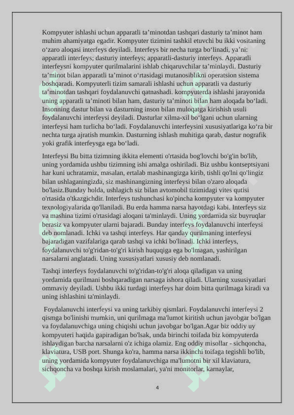 Foydalanuvchi interfeysining turlari 4