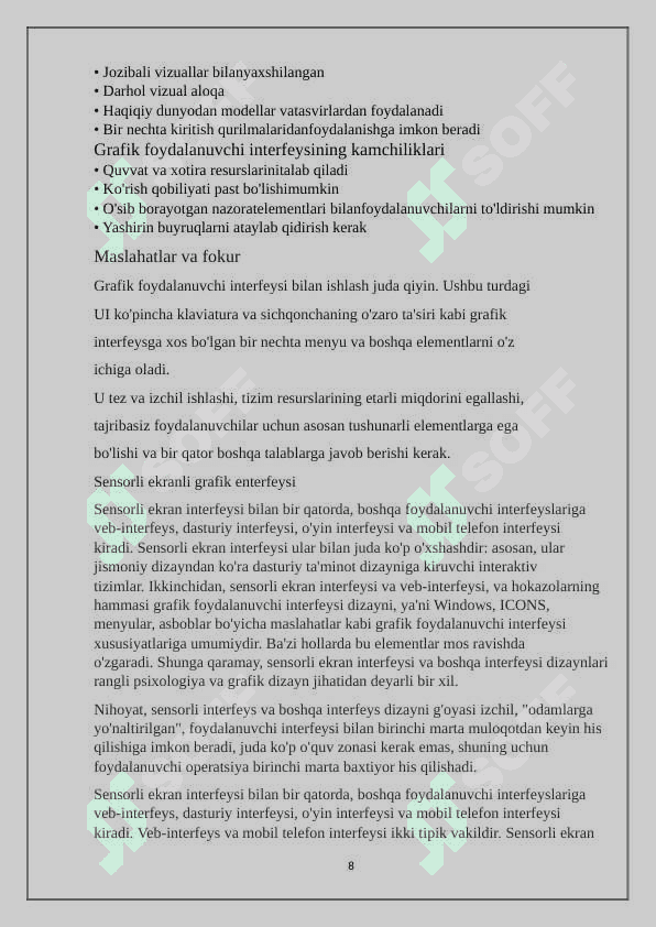 Foydalanuvchi interfeysining turlari 8