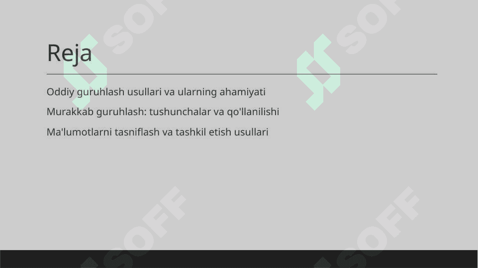 Oddiy va Murakkab guruhlash 2