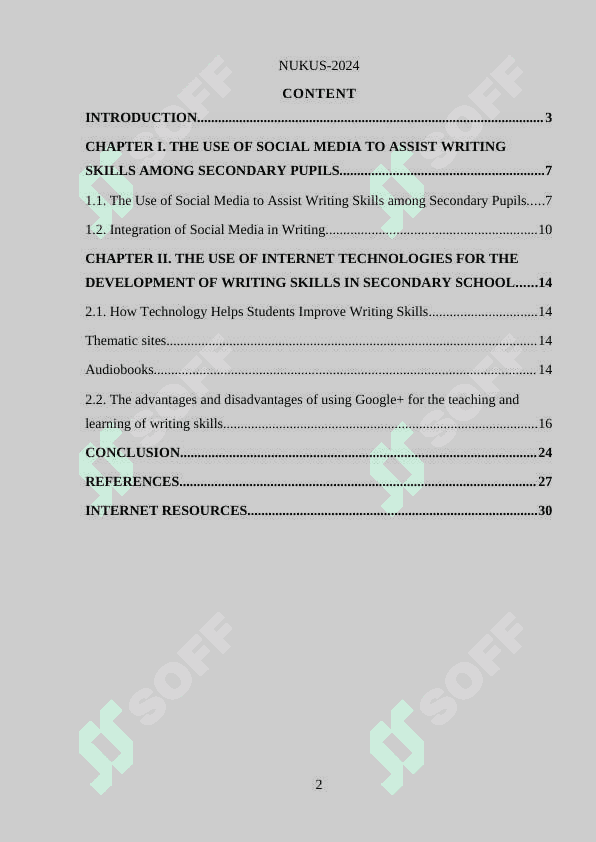 THE USE OF INTERNET TECHNOLOGIES FOR THE DEVELOPMENT OF WRITING SKILLS IN SECONDARY SCHOOL 2