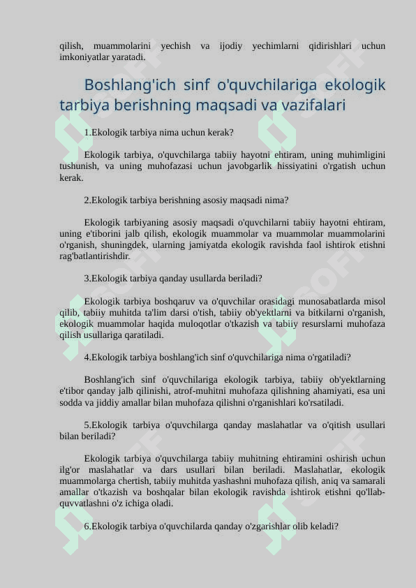 Tarbiya fanidan savollar to'plami 2